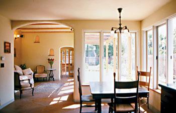 The long, narrow plan of the home utilizes passive solar design.